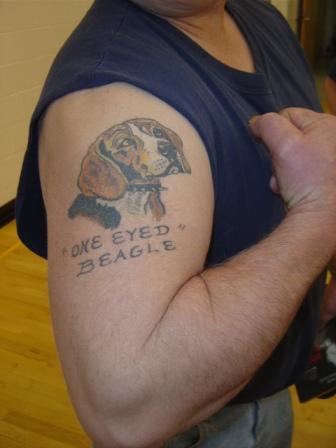  fellow firefighter Bob the One-Eyed Beagle got himself a tattoo.