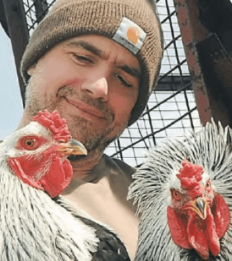 Mike with roosters