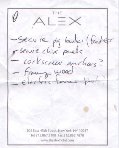 Notepad from the Alex Hotel